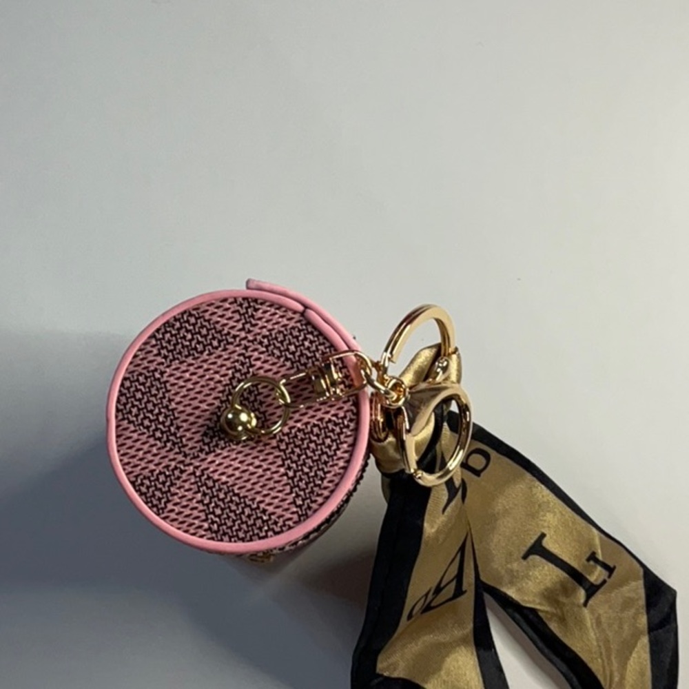 Pink Cylinder Lipstick Holder Bag Charm ~ Chapstick Case Keychain ~4” x 2” ~ NIP - Picture 4 of 4